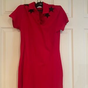 Givenchy Red Polo Collar Sheath Mini Dress